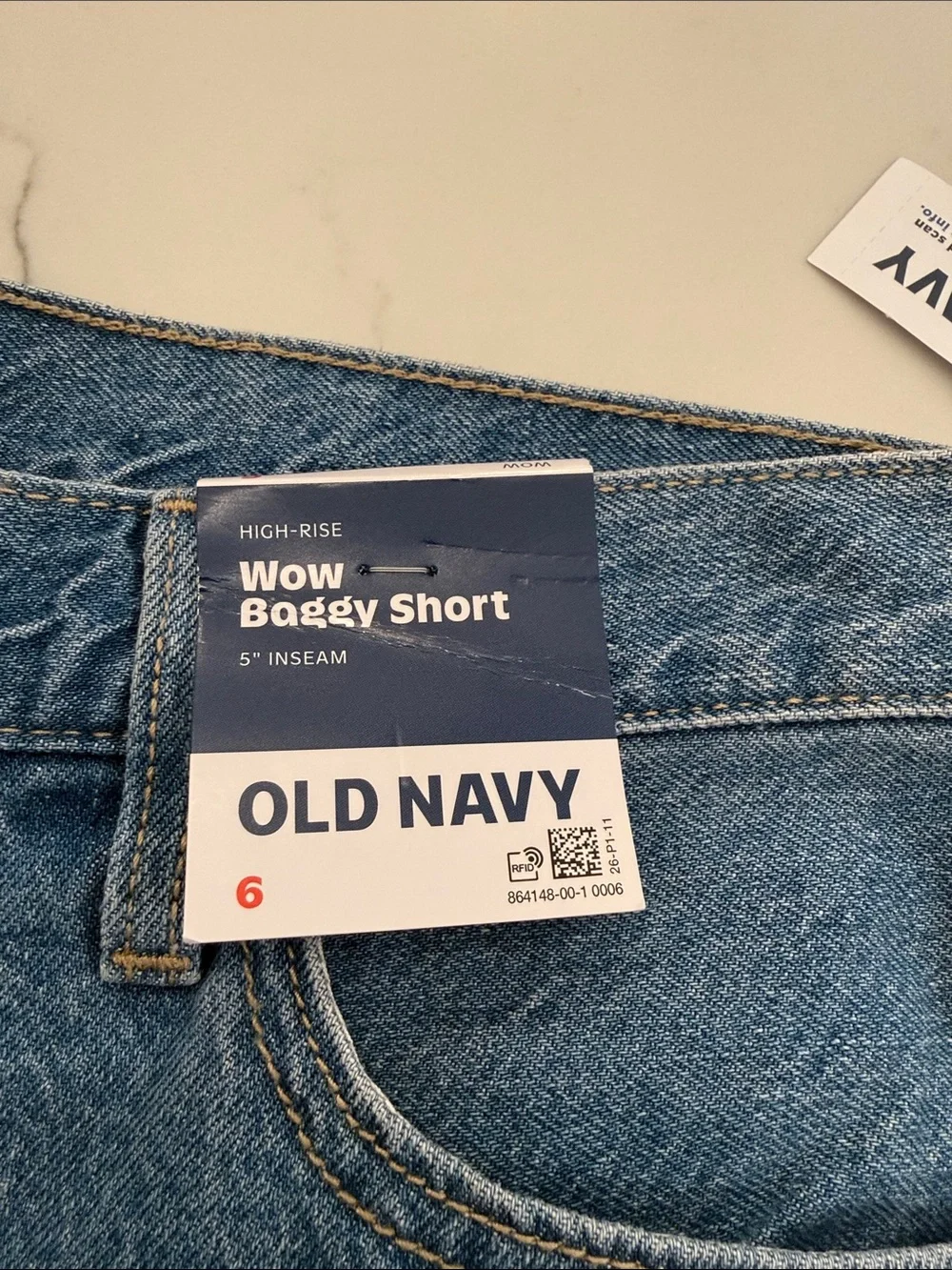 Old Navy Women's WOW BAGGY SHORT Blue Denim Shorts size 6